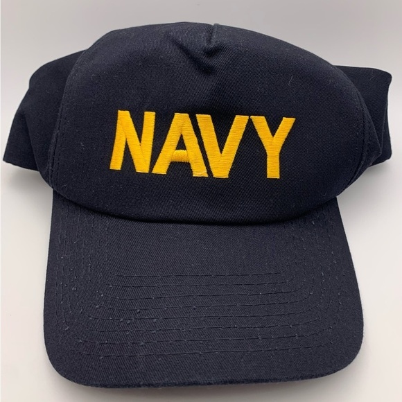 Vintage US NAVY Blue Trucker SNAPBACK Made in USA Hat Adjustable Baseball Cap - Picture 1 of 10